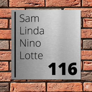 RVS-look naambordje - 20 x 20 cm - incl. bevestigingsset
