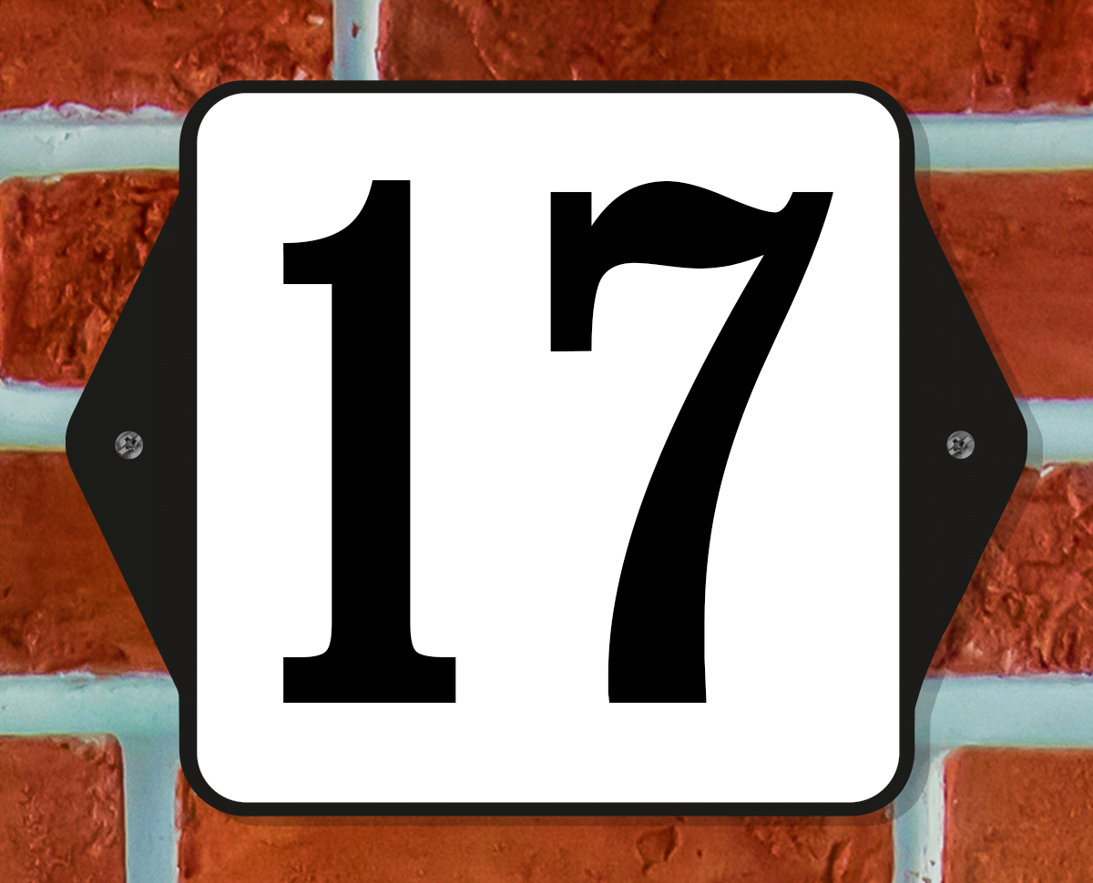 Huisnummerbord Klassiek - Nummer 17 - 14 x 11 cm - incl. bevestiging