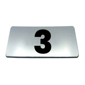 Nummerplaatje 3 - 80 x 50 x 1,6 mm - RVS-look geborsteld - Incl. 3M-tape