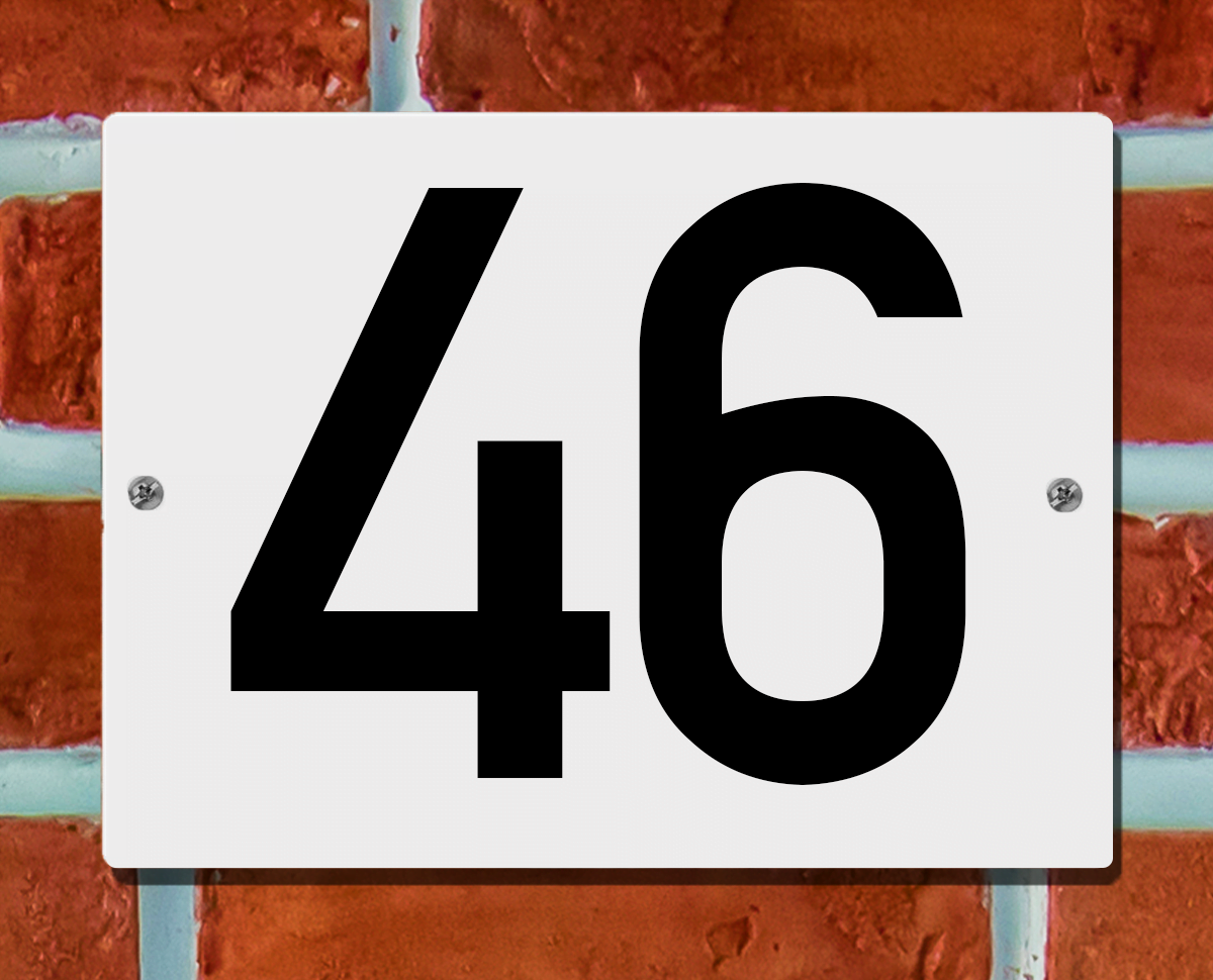 Numer 46 Huisnummerbord Wit - Nummer 46 - 15 x 12 cm - incl. bevestiging ...