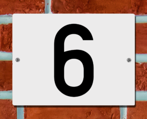 Huisnummerbord Wit - Nummer 6 - 15 x 12 cm - incl. bevestiging