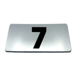 Nummerplaatje 7 - 80 x 50 x 1,6 mm - RVS-look geborsteld - Incl. 3M-tape