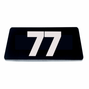 Nummerplaatje 77 - 80 x 50 x 1,6 mm - Zwart/wit - incl. 3M-tape