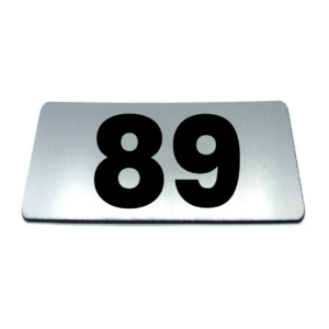 Nummerplaatje 89 - 80 x 50 x 1,6 mm - RVS-look geborsteld - Incl. 3M-tape