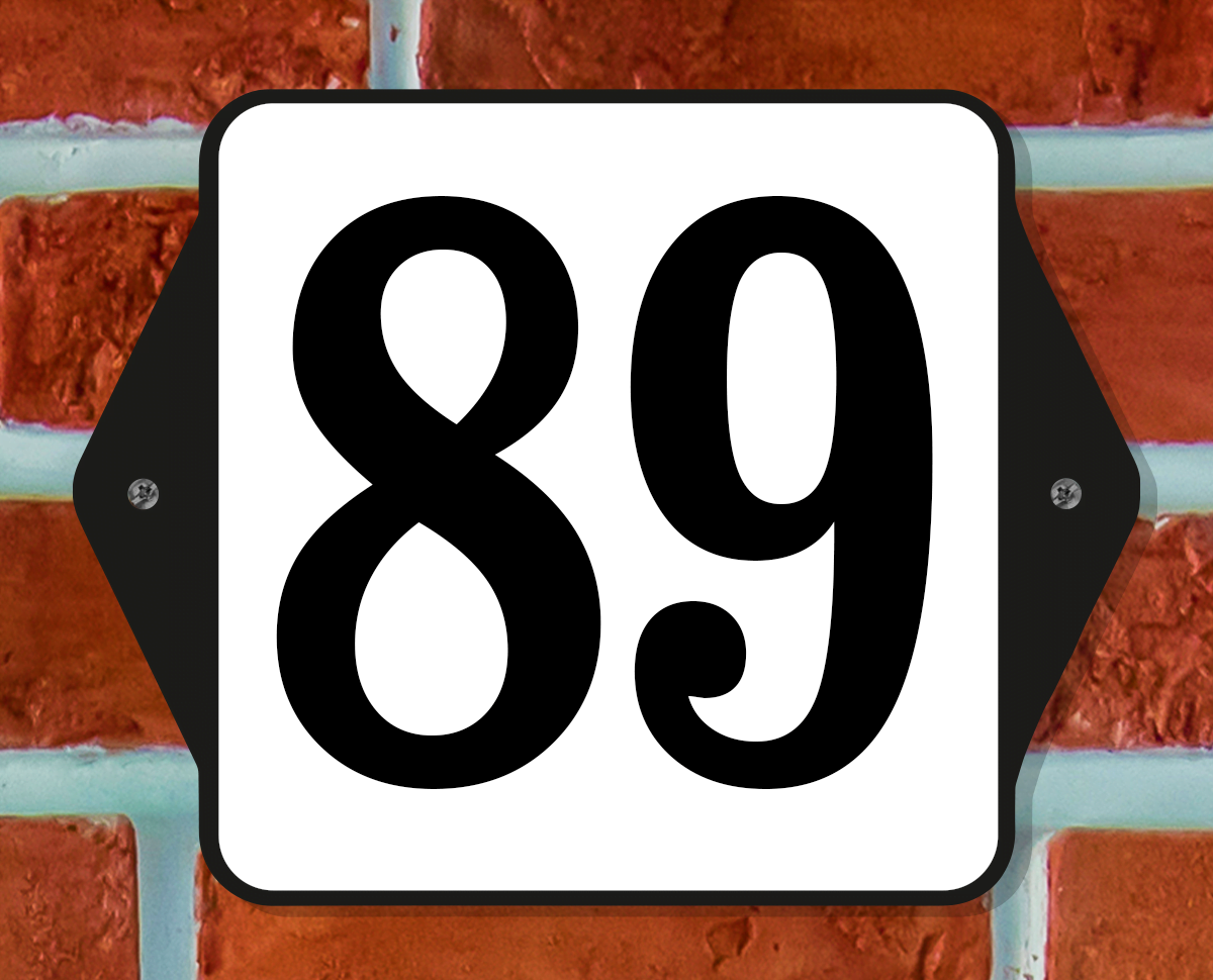 Huisnummerbord Klassiek - Nummer 89 - 14 x 11 cm - incl. bevestiging