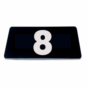 Nummerplaatje 8 - 80 x 50 x 1,6 mm - Zwart/wit - incl. 3M-tape