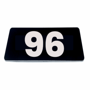 Nummerplaatje 96 - 80 x 50 x 1,6 mm - Zwart/wit - incl. 3M-tape