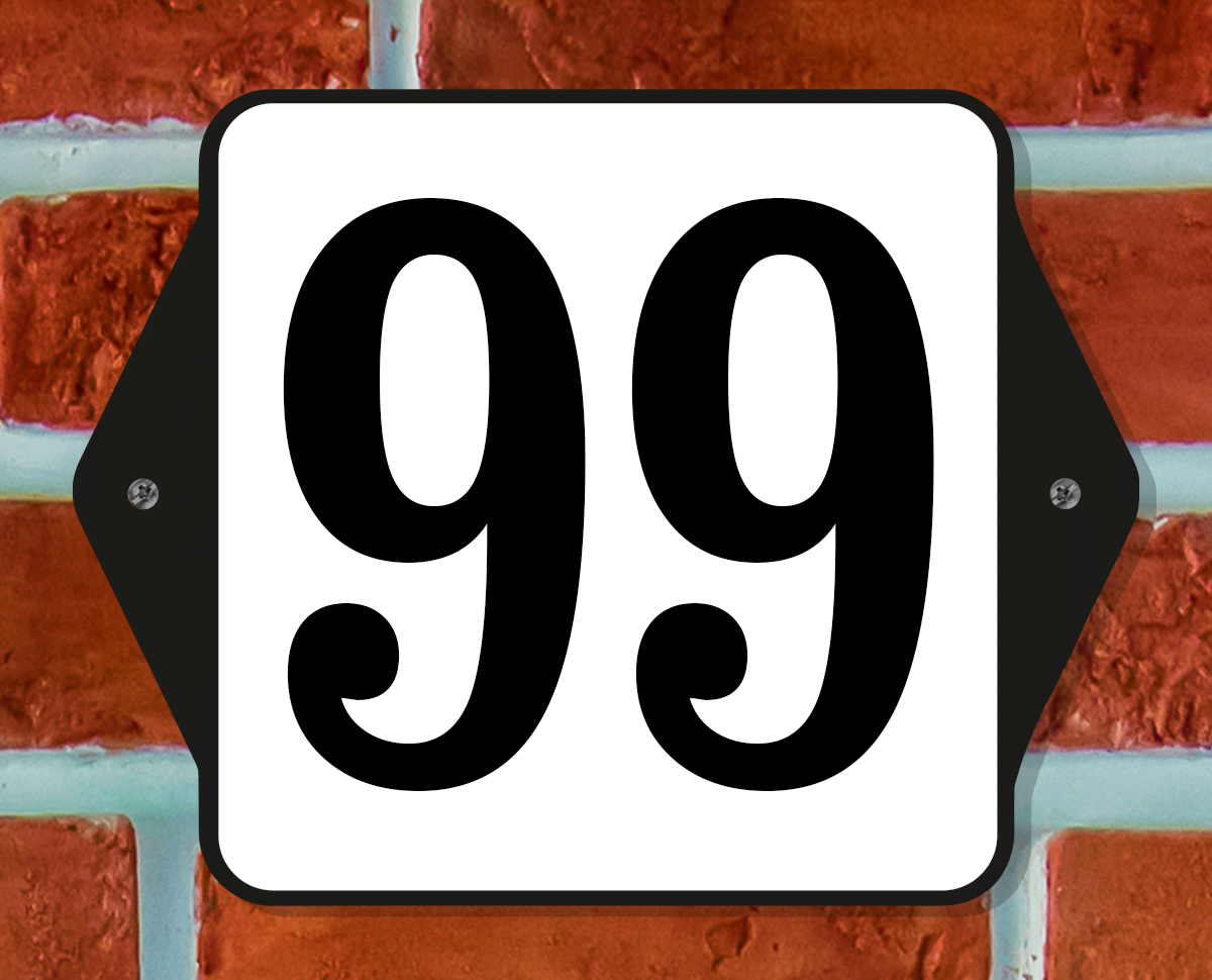 Huisnummerbord Klassiek - Nummer 99 - 14 x 11 cm - incl. bevestiging