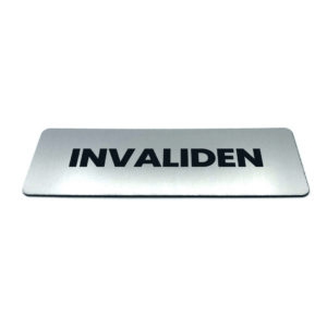 Deurbordje met Tekst invaliden - Formaat 150 mm x 50 mm x 1,6 mm - Incl. plakstrip