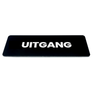 Deurbordje met tekst uitgang - Zwart/wit - Formaat 150 x 50 mm x 1,6mm - incl. plakstrip