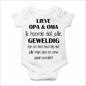 Rompertje met Tekst - Lieve Opa & Oma - Zwangeschaps aankondiging - Coming Soon Rompertje - Wit/Zwart