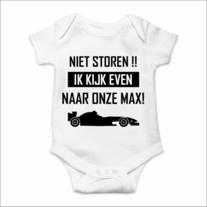 Rompertje met Tekst - Ik kijk even naar Max - Wit/Zwart
