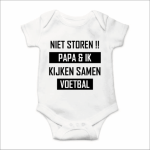 Rompertje met Tekst - Niet Storen! Papa en ik kijken Samen voetbal - wit/zwart