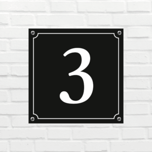 Huisnummerbord Mat zwart Deluxe - Nummer 3 - incl. bevestiging
