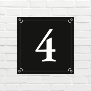 Huisnummerbord Mat zwart Deluxe - Nummer 4 - incl. bevestiging