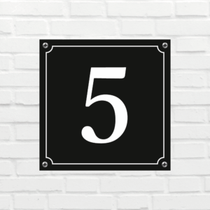 Huisnummerbord Mat zwart Deluxe - Nummer 5 - incl. bevestiging