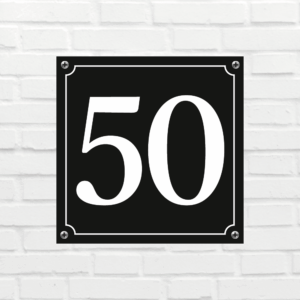 Huisnummerbord Mat zwart Deluxe - Nummer 50 - incl. bevestiging