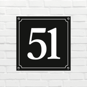 Huisnummerbord Mat zwart Deluxe - Nummer 51 - incl. bevestiging
