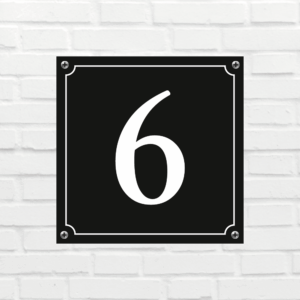 Huisnummerbord Mat zwart Deluxe - Nummer 6 - incl. bevestiging
