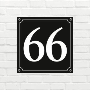Huisnummerbord Mat zwart Deluxe - Nummer 66 - incl. bevestiging