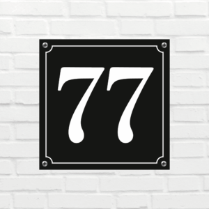 Huisnummerbord Mat zwart Deluxe - Nummer 77 - incl. bevestiging