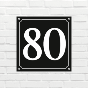Huisnummerbord Mat zwart Deluxe - Nummer 80 - incl. bevestiging
