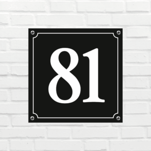 Huisnummerbord Mat zwart Deluxe - Nummer 81 - incl. bevestiging
