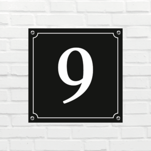 Huisnummerbord Mat zwart Deluxe - Nummer 9 - incl. bevestiging