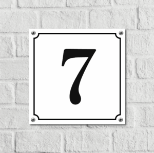 Huisnummerbord Wit Dibond Deluxe - Nummer 7 - incl. bevestiging