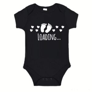 Rompertje (zwart) met witte Tekst - Baby is loading - zwangerschapsaankondiging