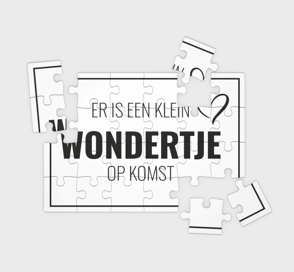 Aankondiging Puzzel Baby met tekst 'Er is een klein wondertje op komst' - 24 stukjes