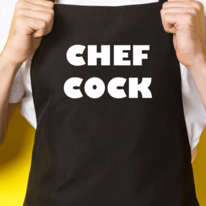 Zwart keukenschort / BBQ-schort met tekst | Chef Cock