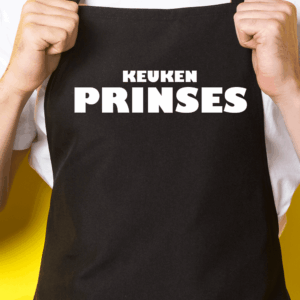 Zwart keukenschort / BBQ-schort met tekst | Keuken Prinses