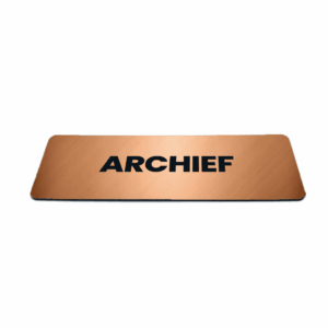 Deurbordje Brons/Koper-look met tekst archief - Formaat 150 x 50 mm x 1,6 mm - Zelfklevend
