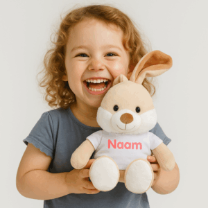 Knuffel (konijntje) met naam - bepaal kleur & stijl!